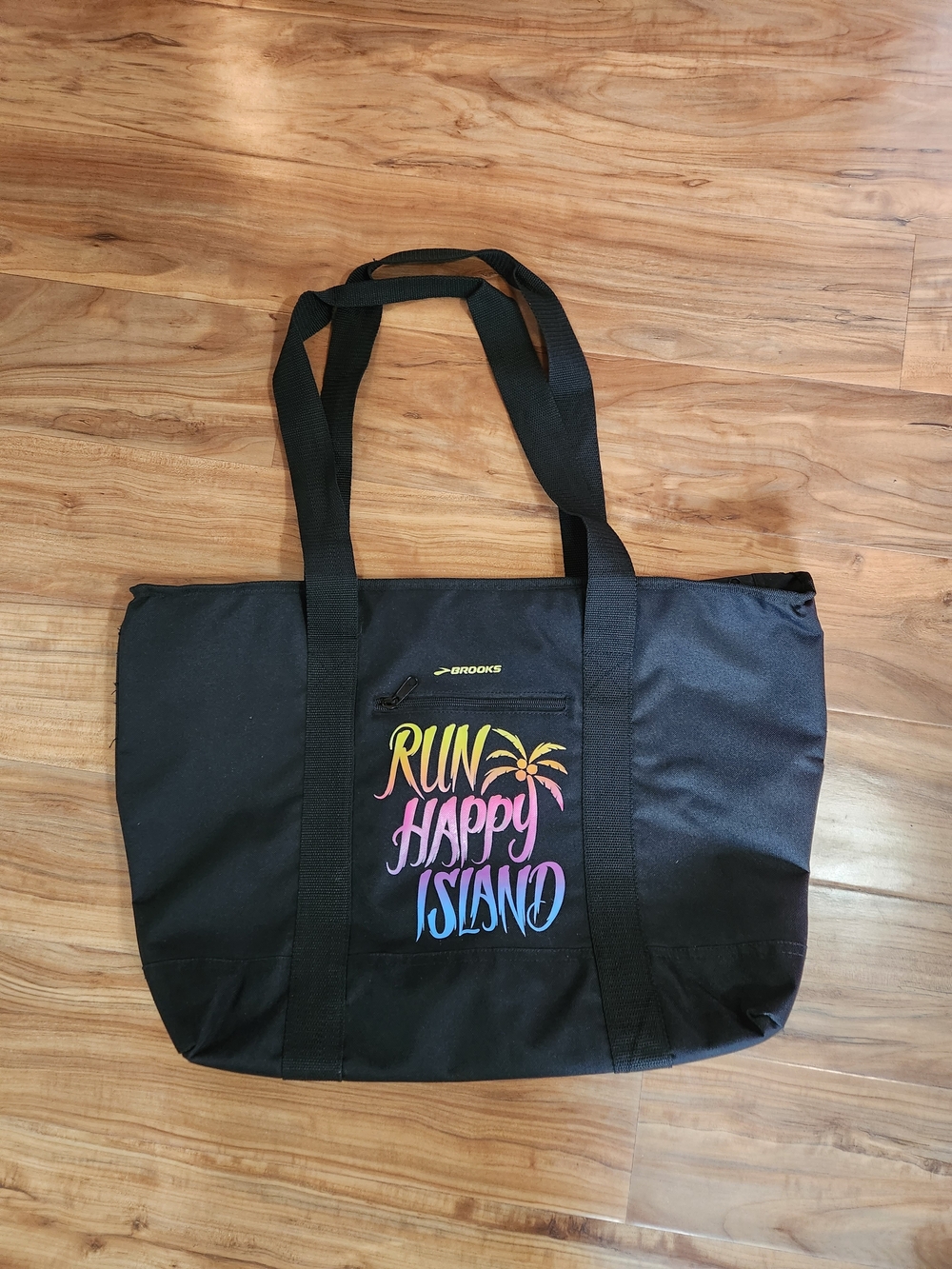 Brooks Run Happy Island Black Tote Bag Insulated Prefect For Marathons Grocery